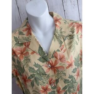 Women's Tommy Bahama Silk Hawaiian Shirt Size S Floral Palm